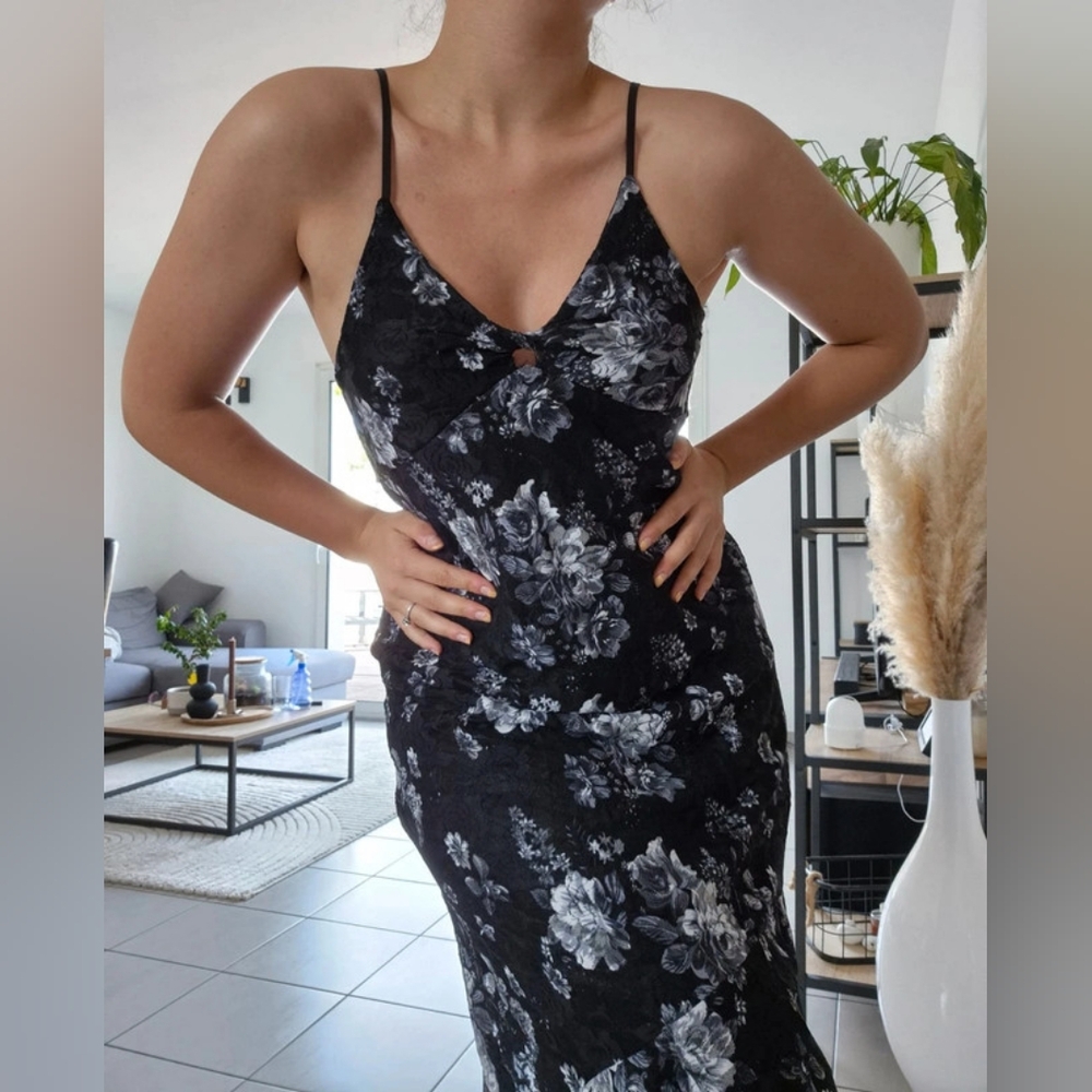 Mango black white dress